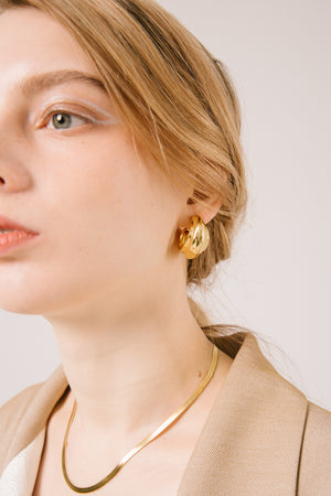 “Daniella” 18K Gold Plated Bold Wide Hoop, Vintage and Baroque inspired Earring