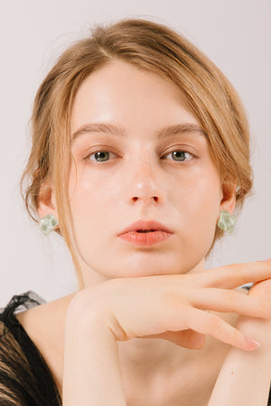 “Elisa” Square Stud Earring, Mint and White